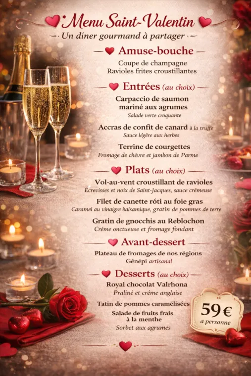 Menus st Valentin , Valence, La Cantine